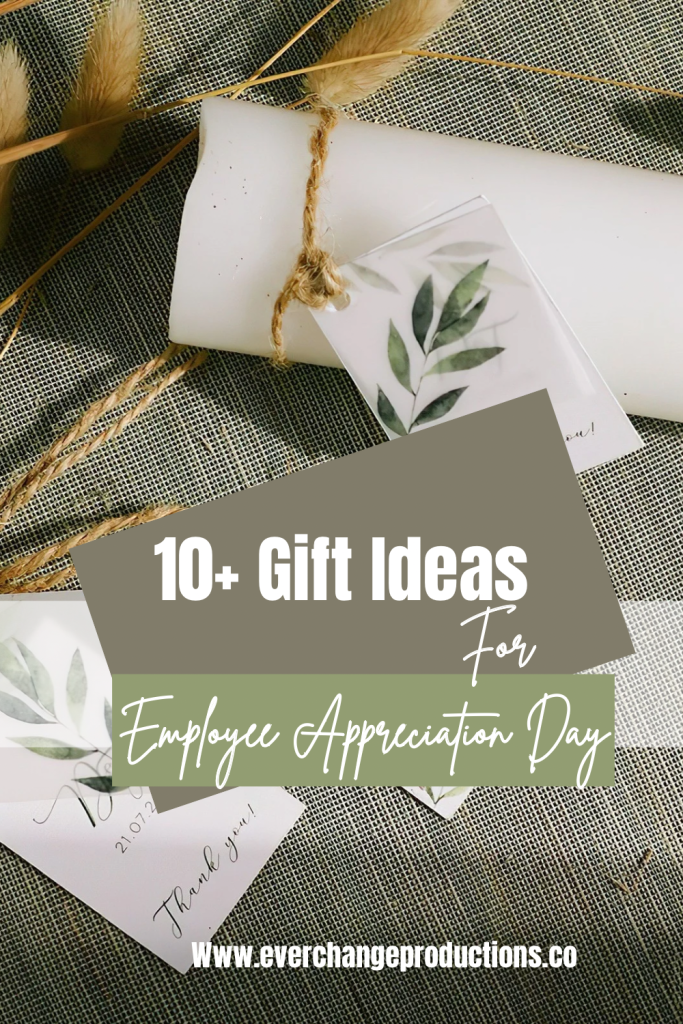 Facebook feature image with thank you card and title “10+ Gift ideas for employee appreciation Day